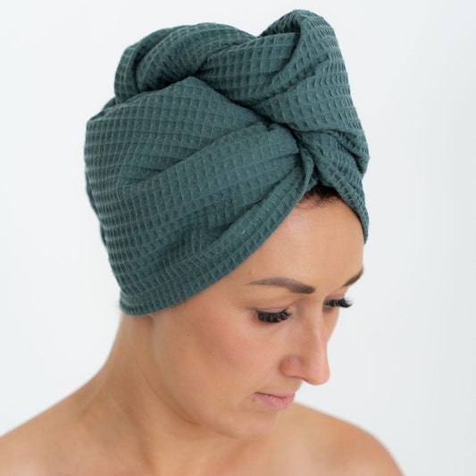 Secure Fit Cotton Hair Towel with Button Closure