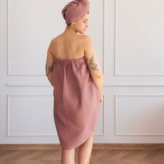 Cotton Waffle Sauna Wrap With Velcro