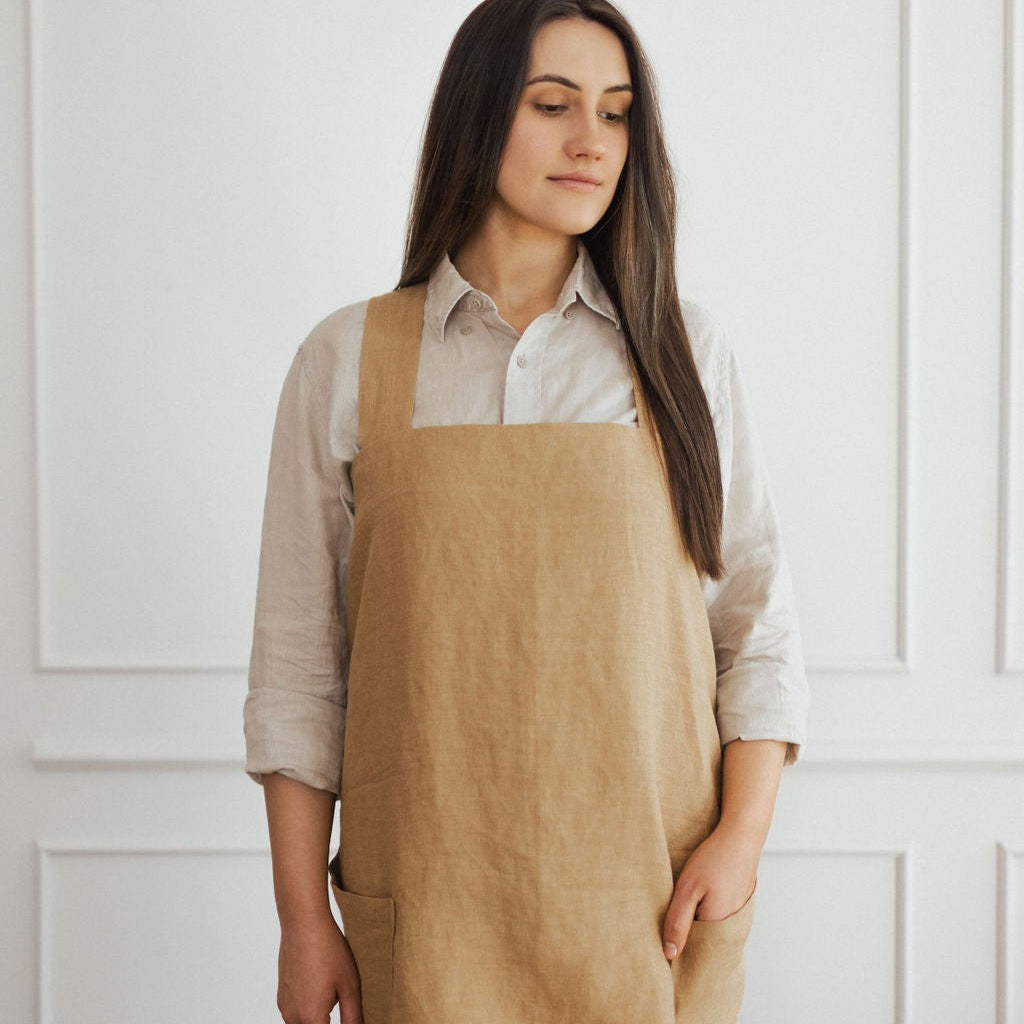 Linen Crossed Back Apron