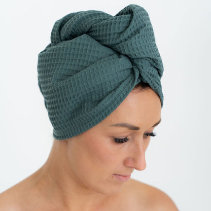 Secure Fit Cotton Hair Towel with Button Closure
