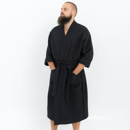 Long Waffle Fabric Robe for Men