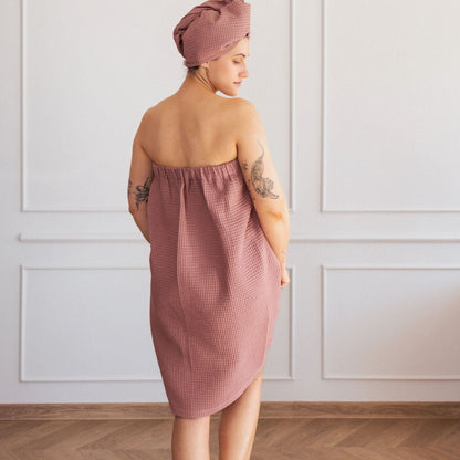 Cotton Waffle Sauna Wrap With Velcro