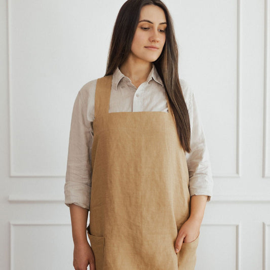 Linen Crossed Back Apron
